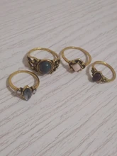 Juego de 4 anillos de cristal estilo bohemio Vintage, conjunto de anillos de conjunto de anillos Midi de la suerte para nudillos para mujer