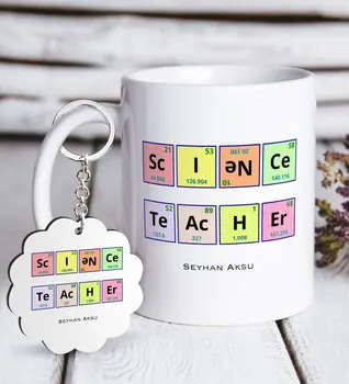 

Personalized Science Teacher White Mug and Keychain Gift Seti-3