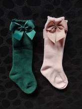 Calcetines de algodón para niños pequeños, pajarita grande chicas hasta la rodilla, 100% suave, largo, 2020