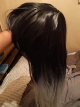 Peluca de pelo sintético para mujer, cabellera artificial de 26 pulgadas, largo, liso, negro, gris, con flequillo, Color gris, resistente al calor