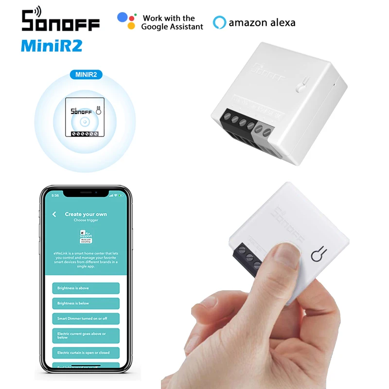 Новый умный мини переключатель SONOFF MINIR2 Wifi DIY двухсторонний Модуль Автоматизации