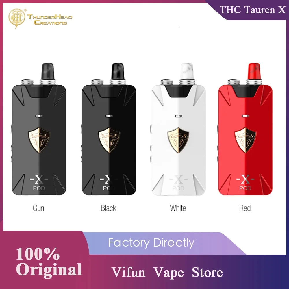 Original THC Tauren X Pod Kit 1000mAh Built-in Battery & 2ml 0.42 Inch OLED Screen E-cig MTL /DTL Vape VS VINCI/ZETA AIO | Электроника