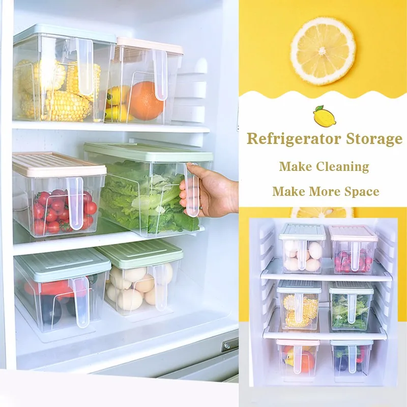 

Kitchen PP Transparent Storage Box Sealed for Home Organizer Food Container Kitchen Cabinets Refrigerator Storage Boxes