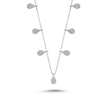 

KUTAYDAN Zircon Cubic Zirconia Dangle Drop Pendant 925 Sterling Silver