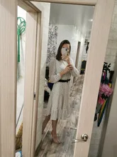 Daily-Dress Long-Sleeve Chiffon Bohemian-Style Southpire Polka-Dot White Casual Women