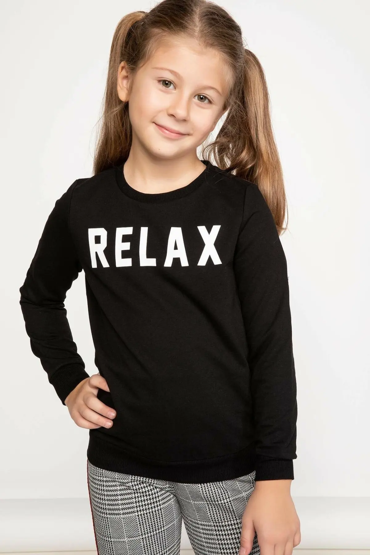 

DeFacto Fashion Girls O-neck Black Letter Pattern Pullovers Casual Long Sleeves Pullovers Simple Autumn Girls New - K2667A618WN