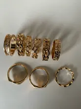 DIEZI-Conjunto de anillos para articulaciones estilo Hip Hop para mujeres y niñas, sortijas bohemias, Color dorado, Estilo Vintage