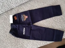 Pantalones vaqueros grandes con letras azules para niños, pantalón informal de cintura elástica, pantalones largos de tubo, 4-16T, Otoño, 2021