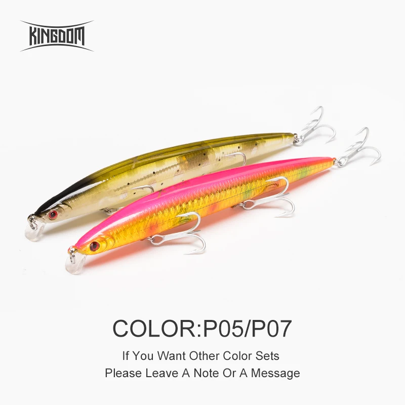 Kingdom Floating Minnow морская Рыбная приманка вобблер погремушка звук жесткая приманка искусственная Джеркбейт модель 5333 120 м, 14,5 г/143 мм, 21 г - Цвет: P05P07