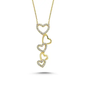 

Angemiel 925 Sterling Silver Zircon Heart Necklace-Gold Plated