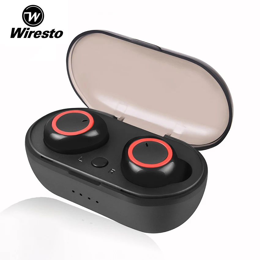 Wiresto True Wireless Stereo Mini Bluetooth Earphone Sport 5.0 Headset Earpiece with Microphone Free Case | Электроника
