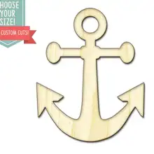 Якорь деревянный вырезанный-на заказ Выберите свой размер-лазерная резка Деревянные Художественные товары для рукоделия Настенный декор свадебный детский DCS0603