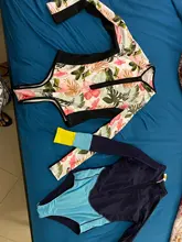 Bañador estampado de flores para mujer, una pieza, monokini, manga larga, traje de baño para surfear