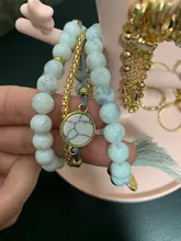 Pulsera bohemia de 30 estilos para mujer, mapa de estrellas de concha de loto, piña, corazón, piedras naturales, tipo cadena, joyería