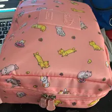 FUDEAM-bolsa de viaje multifunción de poliéster para mujer, organizador de artículos de tocador, bolsa de cosméticos portátil, estuche de maquillaje