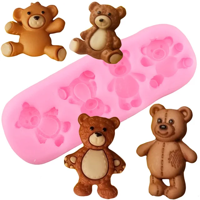 Medve Szilikon Penész Mackó Fondant Sütemény Díszítő Szerszámok Diy Állati Cukorcraft Csokoládé Cupcake Topper Formák - Image 3