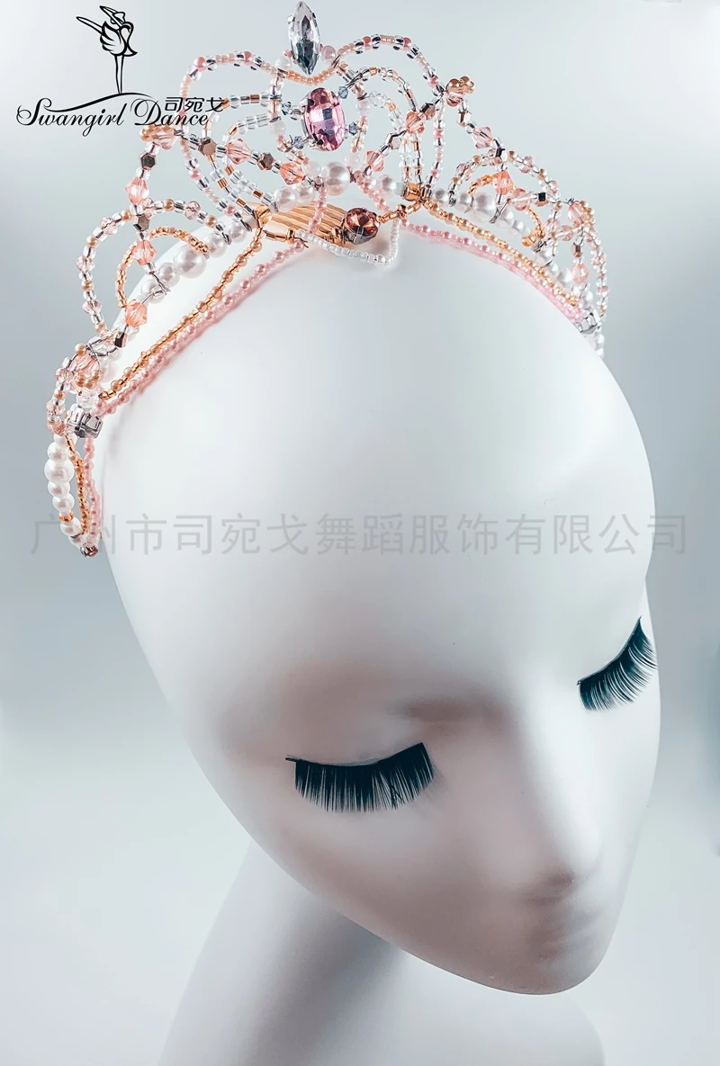 

Women Professional tutu costumes ballet tiara pink peach headpiece sleeping beauty nutcracker coppelia Handmade Ballet CrownT001