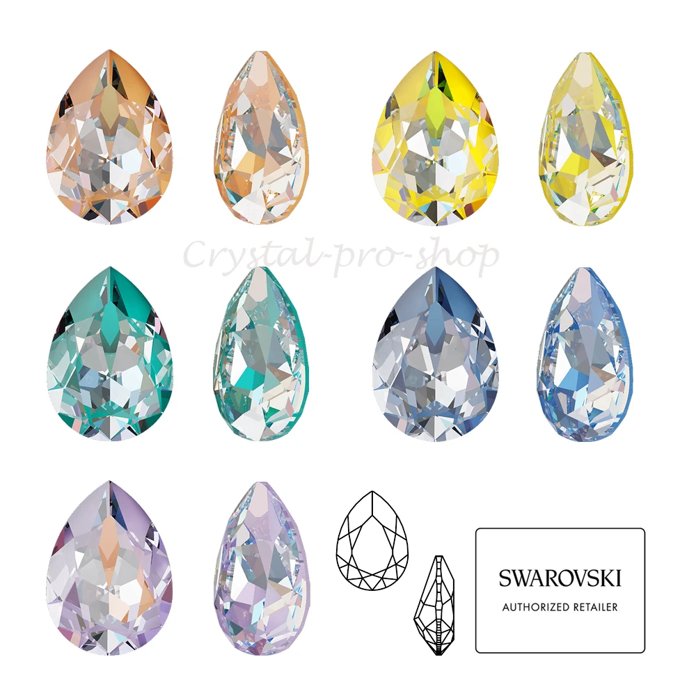 

Swarovski Elements Fancy Stone Teardrop 14x10 (mm) DeLite Lacquer Crystal Rhinestones