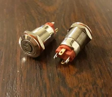 Botón de bloqueo momentáneo, pulsador fijo de cabeza plana de 12mm, 3V, 5V, 9V, 12V, 24V, 220V, resistente al agua, LED, de metal