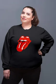 

Angemiel Wear Rolling Stones Pixel Art Black Women Sweatshirts