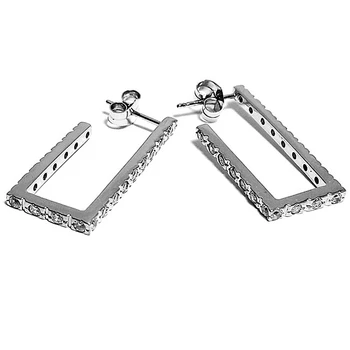 

Earrings 18k white gold hoop zircons close pressure [403]