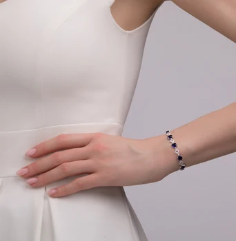 

Silver Bracelet with sapphires and cubic zirconia sunlight sample 925