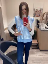 De moda Jersey chaleco sin mangas de las mujeres jersey de cuello en v suéter de punto de invierno coreano lindo suéter 2020