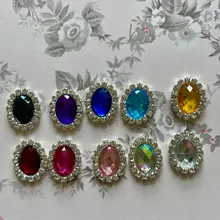 YWXINXI-Accesorios de joyería para manualidades, tablero de diamantes de imitación para invitación de boda, accesorios de ropa, ovalados, 16x20mm, 10 Uds.