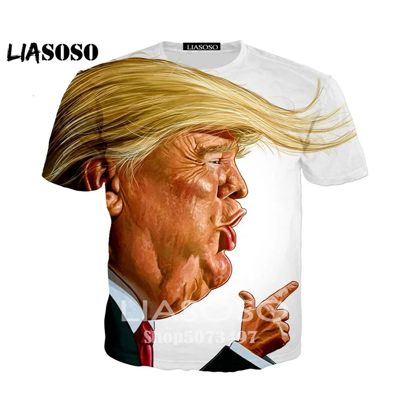 

LIASOSO Donald Trump t shirt Men/women Military tshirt Hip Hop Tee Black War 3d funny T-shirt USA Mens Clothing New Hipster tees