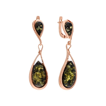

Silver earrings with amber sunlight sample 925 test