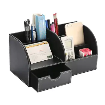 

Desktop storage box leather pen holder desk stationery organizer pencil holder case organizador de escritorio office accessories