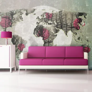 

Wall mural-Map of the World - Howling to the moon - 300x231 cm
