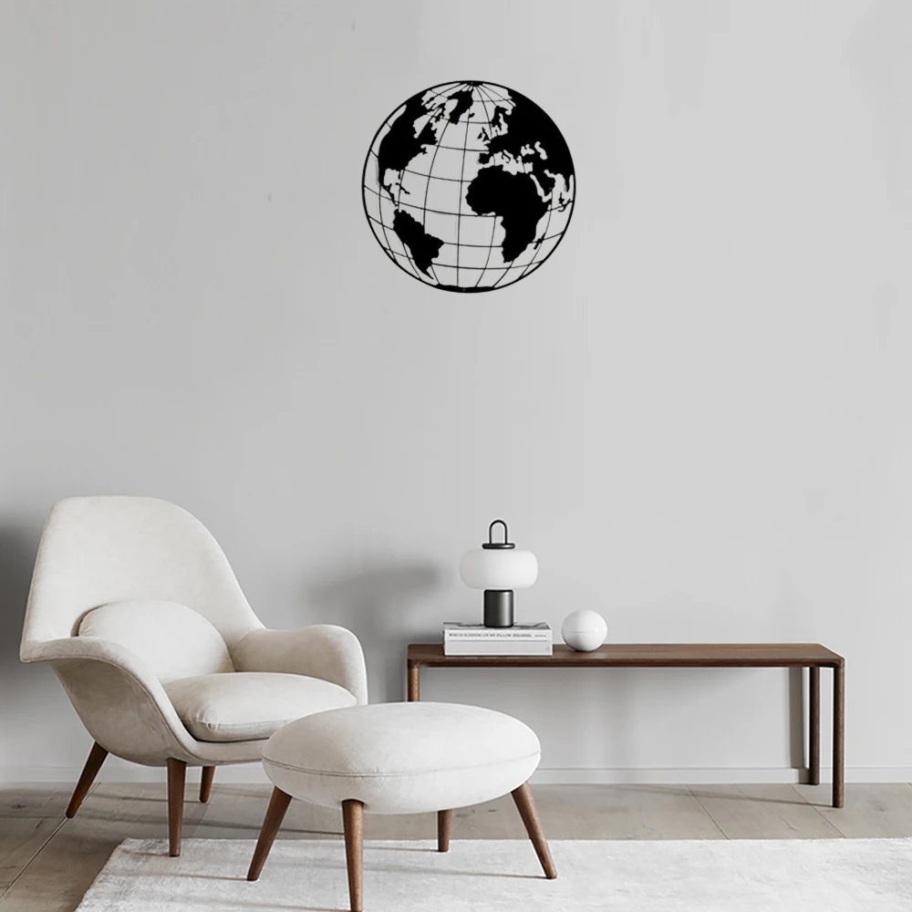 

World Map Metal Wall Art Decor Laser Cut Hanging for Indoor Outdoor Home Office Decorative Garden Bedroom Livingroom Plaque