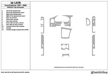 

Interior trim for Ford Explorer 1997-2001. Set L578.
