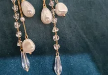 Grace Jun alta calidad de diamantes de imitación Clip de perla simulada en pendientes sin Piercing para las mujeres Weddng de lujo Clip de oreja