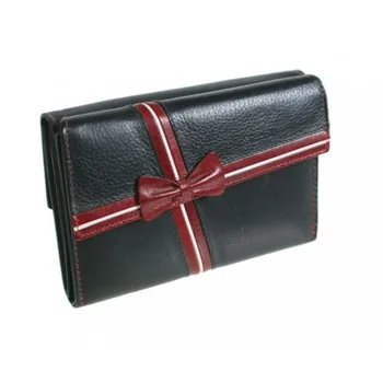 

Wallet Lady leather black color with bow detail. Measures: 10x14x4 cm.