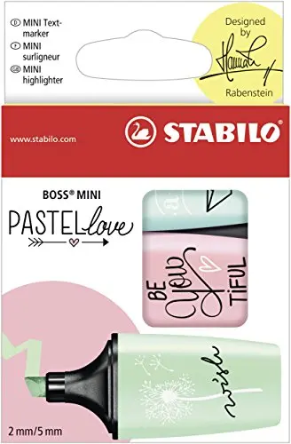 Чехол с надписью Bookmark cake STABILO BOSS mini-pastel edition Love-3 цвета |