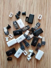 Conector macho de 5 pines para soldadura, Micro USB, cargador 5P, toma de carga trasera 4 en 1, blanco y negro, 10 Uds.