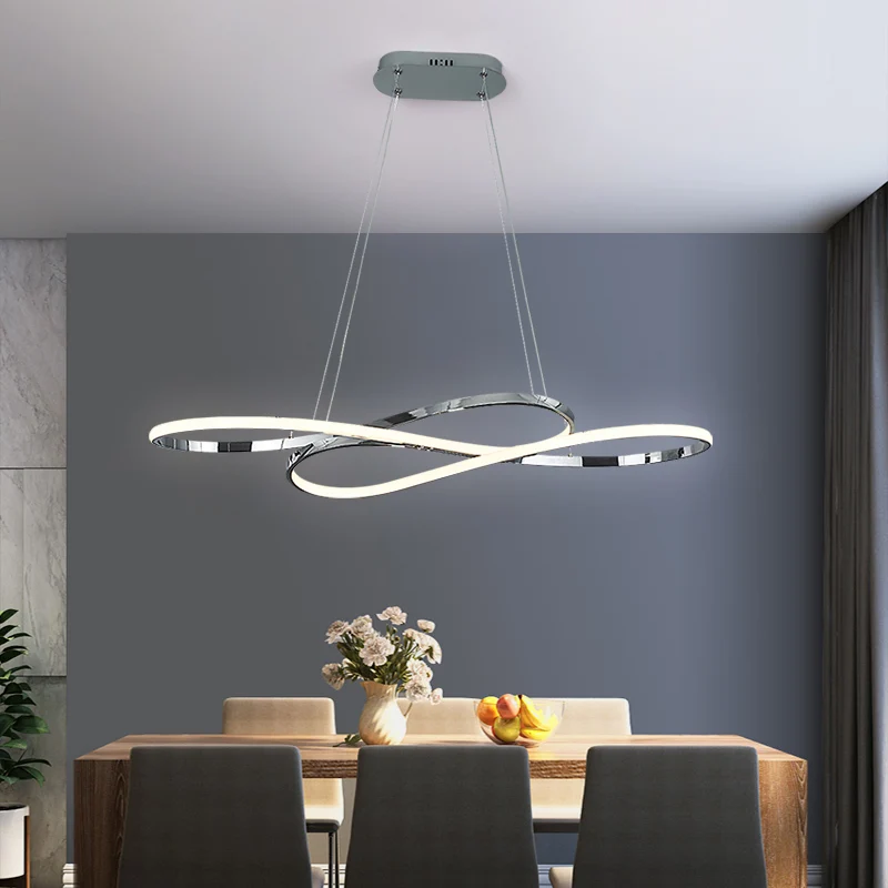 Modern Design LED Chandelier For Dining Room Kitchen Table Living Bedroom Ceiling Pendant Lamp Chrome Simple Style Light |