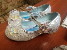 Disney-zapatos de princesa Elsa para niña, zapatos de vestir de dibujos animados de Frozen para niña, zapatos de fiesta de moda con tacones altos, regalo de Navidad
