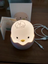 Luz Led nocturna para niños, lámpara de silicona suave recargable por USB, decoración de dormitorio, regalo, noche de pollito de Animal, sombra de Luna