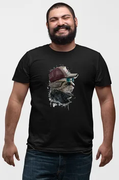 

Angemiel Wear Streetstyle Bespectacled Cat Black Men 'S Cotton Big Size T-Shirt