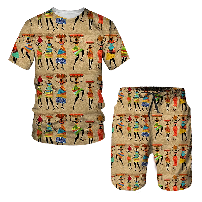 African Print Men's/Women's T-shirt Sets: Dashiki Tracksuit for