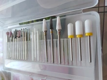 Caja de almacenamiento clara de 10/20/30 ranuras para broca de taladro eléctrico, soporte para limas rotativas, contenedor, accesorio herramienta de exhibición de uñas