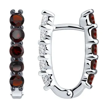 

Sokolov drop earrings with stones in silver with garnet and cubic zirconia, fashion jewelry, 925, women's male, long earrings