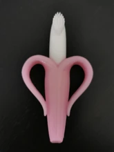 Cepillos dentales de entrenamiento de silicona para bebé, sin BPA, forma de plátano, mordedor seguro, juguetes para morder, anillo de dentición, regalo para mordedor de bebé