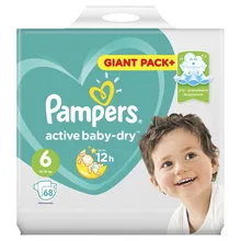 Подгузники Pampers Active Baby-Dry 13–18 кг, размер 6, 68 шт