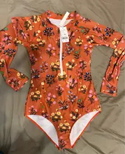 Beachwear Bodysuit Monokini Swimwear Women Long-Sleeve Floral-Print UPF New 50 Summer
