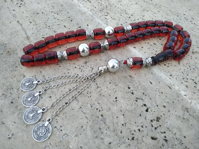 

Tasbih Ottoman Faturan German Cherry Amber Sandalous Misbaha Rosary Free Shipping #41B