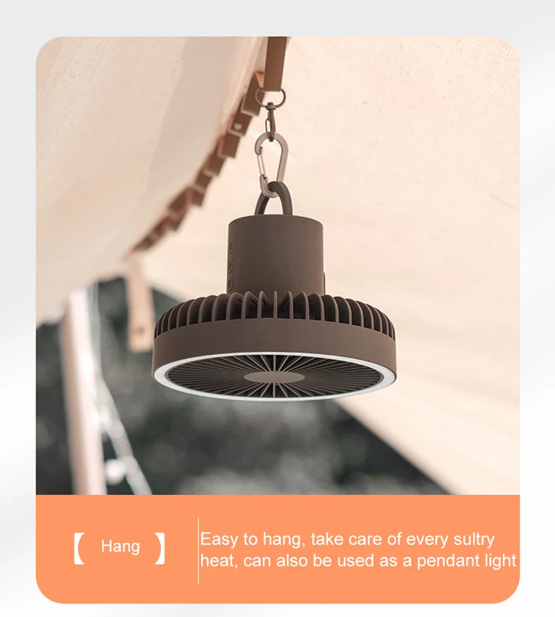 Multifunctional Fan USB Rechargeable Portable Fan Outdoor Camping Ceiling Fan with Led Light and Control 10000mAh